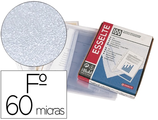 [1083870] ESSELTE - Fundas portadocumentos 100 ud Folio 16 taladros 50 micras piel naranja (Ref.46114)