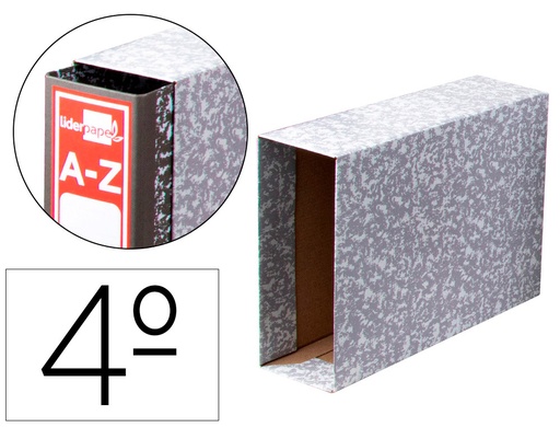 [2095102] LIDERPAPEL - CAJA ARCHIVADOR CLASSIC RED CUARTO APAISADO GRIS (Ref.CZ05)