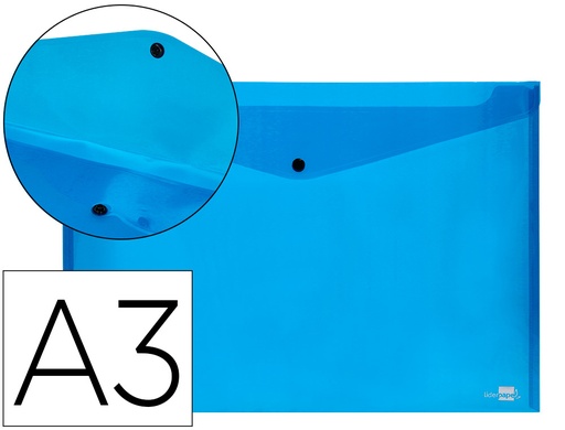 [2032837] LIDERPAPEL - CARPETA DOSSIER BROCHE 44242 POLIPROPILENO DIN A3 AZUL SERIE FROSTY (Ref.DS30)