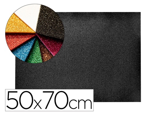 [2058665] LIDERPAPEL - GOMA EVA CON PURPURINA 50X70CM 60G/M2 ESPESOR 2MM NEGRO (Ref.GE72)
