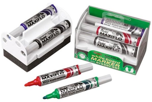 [9936136] PENTEL - MARCADOR PIZARRA MAXIFLO MWL5S CONICO 2 mm. SURTIDO SET de 4 (Ref.MWL5S-4N)