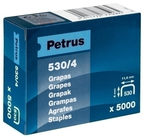 [9932713] PETRUS - GRAPAS CLAVADORA 530/ 4 mm. COBREADAS caja de 5000 (Ref.77506)