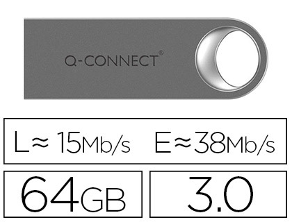 [2150866] Q-CONNECT - MEMORIA USB FLASH PREMIUM 64 GB 3.0 (CANON L.P.I. 0,24€ Incluido) (Ref.KF11503)