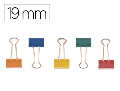 [2155967] Q-CONNECT - Pinza metalica reversible n.1 19 mm caja de 10 unidades colores surtidos (Ref. KF03651)