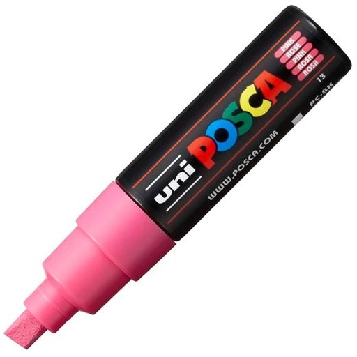[1735431] UNI-BALL - Marcador PC-8K Uni Posca punta biselada Tinta pigmentada a base de agua Rosa (Ref.148882000)