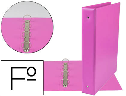 [2073746] LIDERPAPEL - CARPETA 4 ANILLAS 40 MM REDONDAS PLASTICO FOLIO COLOR FUCSIA (Ref.CH21)