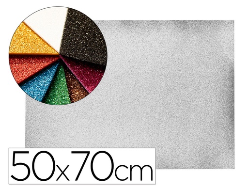 [2058658] LIDERPAPEL - GOMA EVA CON PURPURINA 50X70CM 60G/M2 ESPESOR 2MM PLATA (Ref.GE65)