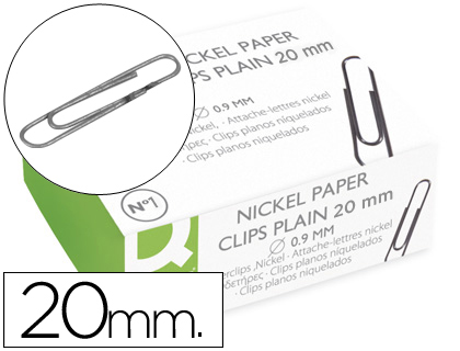 [2037995] Q-CONNECT - CLIPS NIQUELADOS Nº1 20 MM CAJA DE 100 (Ref.KF04476)