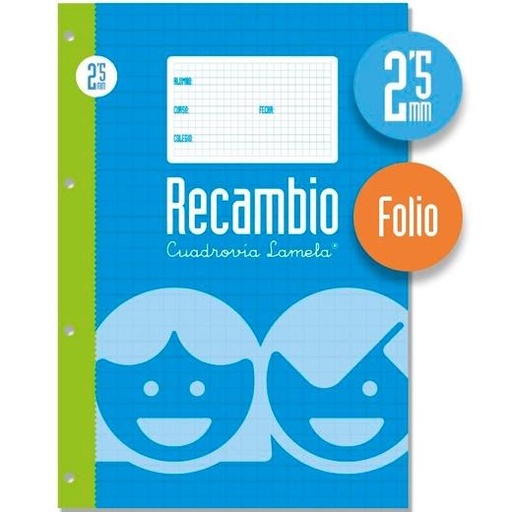 [9751630] LAMELA - Recambio 100 Hojas Folio cuadrícula 2,5 0 (Ref.9002)