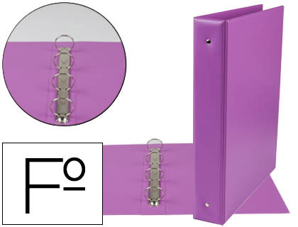 [2073750] LIDERPAPEL - CARPETA 4 ANILLAS 40 MM REDONDAS PLASTICO FOLIO COLOR LILA (Ref.CH27)