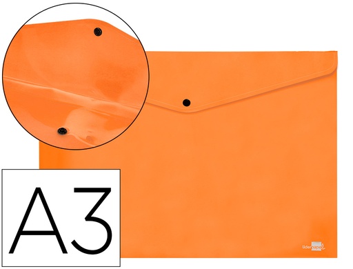 [1032836] LIDERPAPEL - CARPETA DOSSIER BROCHE 44241 POLIPROPILENO DIN A3 NARANJA SERIE FROSTY (Ref.DS29)