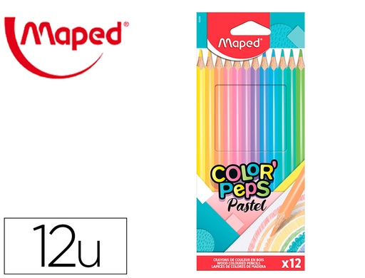 [9162261] MAPED - Lapices de colores color peps caja de 12 colores pastel surtidos (Ref. 832069)