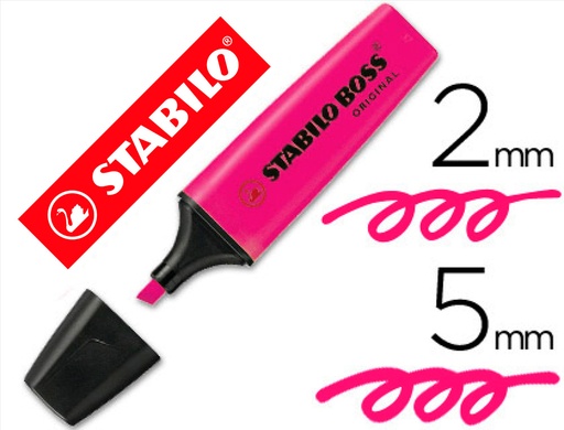 [9022769] STABILO - Marcador fluorescente Boss Trazo 2-5mm Punta biselada Rosa (Ref.70/56)