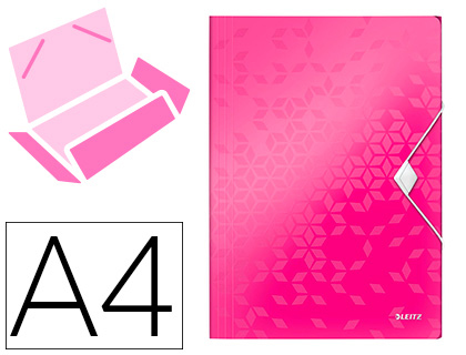 [9156111] LEITZ - Carpeta wow gomas solapas polipropileno din A4 color fucsia (Ref. 45990123)