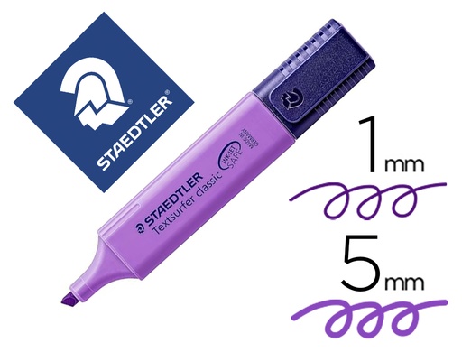 [9064795] STAEDTLER - Marcador fluorescente Classic Trazo 1-5 mm Punta biselada Violeta (Ref.364-6)