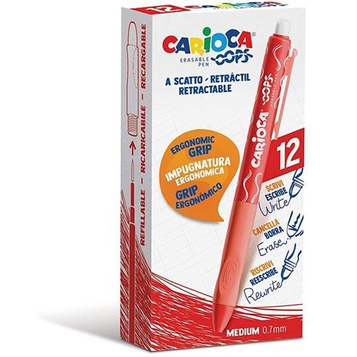 [9934222] CARIOCA - BOLIGRAFO OOPS RETRACTIL BORRABLE ROJO (Ref.4304303)