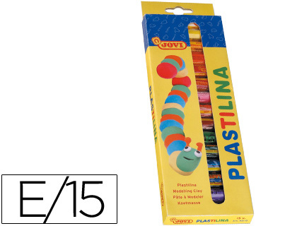 [9006198] JOVI - Pasta moldeadora Plastilina Barras 15 gr Colores surtidos (Ref.90/15)