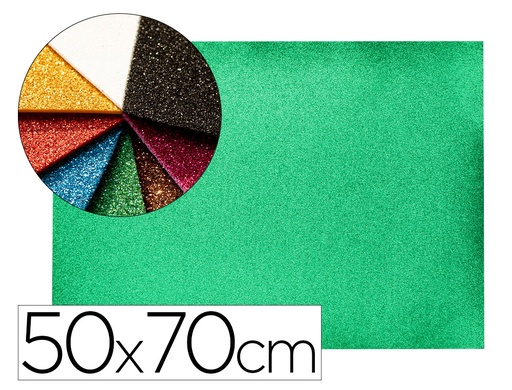 [2058662] LIDERPAPEL - GOMA EVA CON PURPURINA 50X70CM 60G/M2 ESPESOR 2MM VERDE (Ref.GE69)