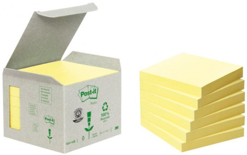 [1292150] POST-IT - Torre notas adhesivas 6 blocs 100h Amarillo 76x76mm Reciclado (Ref.FT510118696)
