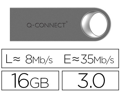 [2150864] Q-CONNECT - MEMORIA USB FLASH PREMIUM 16 GB 3.0 (CANON L.P.I. 0,24€ Incluido) (Ref.KF11501)