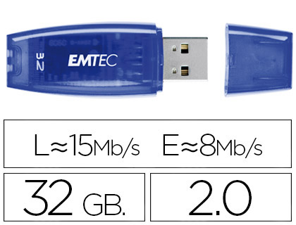 [2046103] EMTEC - MEMORIA USB FLASH C410 32 GB 2.0 AZUL (CANON L.P.I. 0,24€ Incluido) (Ref.ECMMD32GC410)