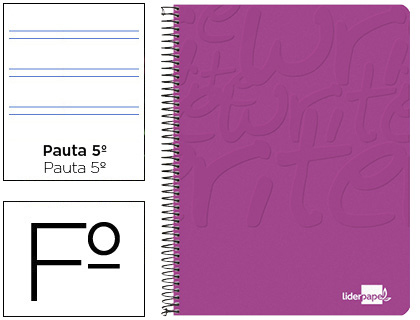 [2006143] LIDERPAPEL - CUADERNO ESPIRAL FOLIO WRITE TAPA BLANDA 80H 60GR PAUTA 2,5 MM CON MARGEN COLOR ROSA (Ref.EW12)