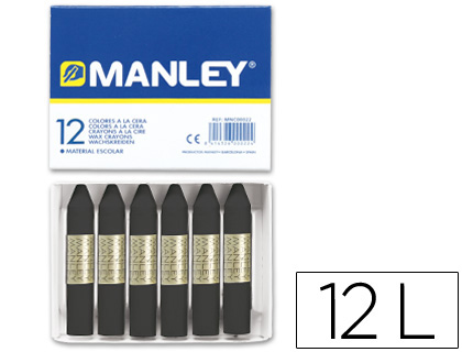 [2022264] MANLEY - LAPICES CERA UNICOLOR NEGRO -CAJA DE 12 N.30 (Ref.MNC04737/ N. 30)