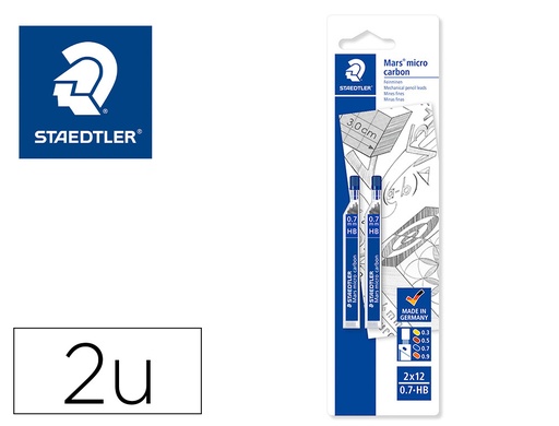 [2161357] STAEDTLER - Minas mars micro grafito 0,7 mm hb tubo con 12 unidades blister de 2 unidades (Ref. 2507HBBK2D)