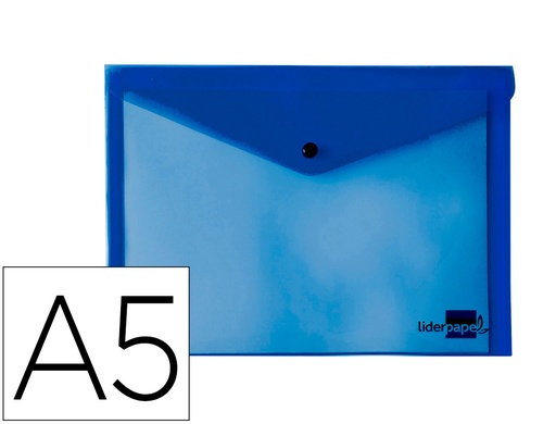 [2028981] LIDERPAPEL - CARPETA DOSSIER BROCHE 34352 POLIPROPILENO DIN A5 AZUL TRANSPARENTE (Ref.DS19)