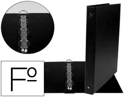 [2009983] LIDERPAPEL - Carpeta 4 anillas 25 mm redodas plastico folio color negro (Ref. CA97)