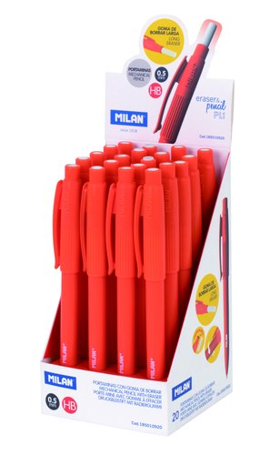 [1231757] MILAN - Portaminas PL-1 Touch Trazo 0.5mm Cuerpo negro y colores surtidos Tacto de goma (Ref.185010920)
