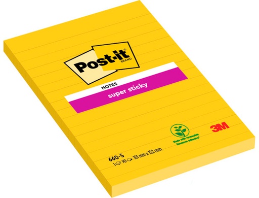 [9150374] POST-IT - Bloc SUPER STICKY 102X152MM 660-S (Ref.FT510093832)