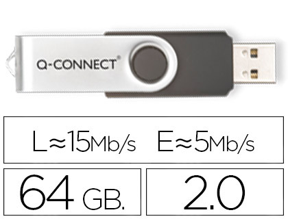 [2057399] Q-CONNECT - MEMORIA USB FLASH 64 GB 2.0 (CANON L.P.I. 0,24€ Incluido) (Ref.KF41514)