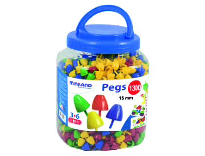[9063592] MINILAND - Juego pegs bote de 1300 piezas de 15 mm (Ref. 31815)
