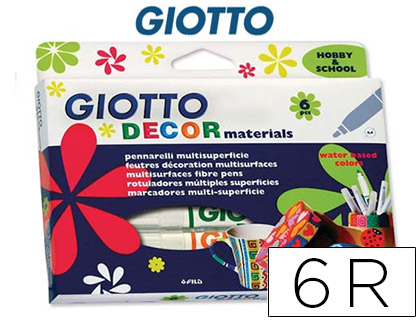 [2079514] GIOTTO - ROTULADOR DECOR MATERIALS CAJA DE 6 COLORES SURTIDOS (Ref.453300)