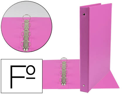 [2073741] LIDERPAPEL - CARPETA 4 ANILLAS 25 MM REDONDAS PLASTICO FOLIO COLOR FUCSIA (Ref.CA81)