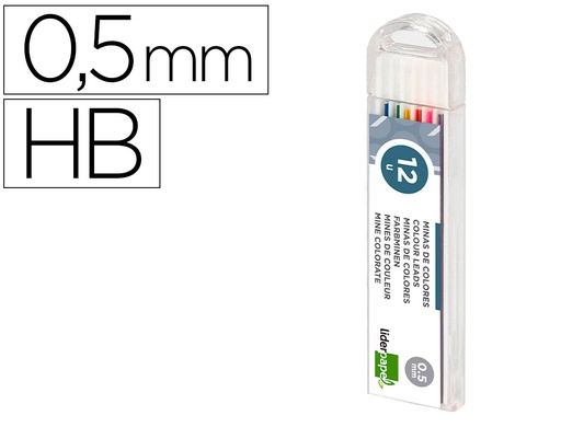 [2052401] LIDERPAPEL - MINAS COLORES SURTIDOS DE 0.5MM ESTUCHE DE 12 MINAS (Ref.ML06)