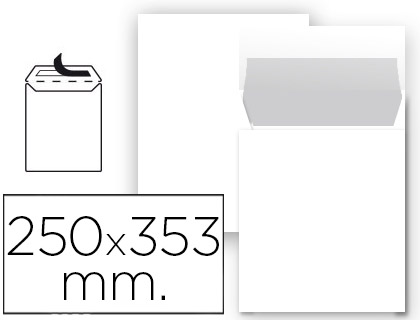 [2058642] LIDERPAPEL - SOBRE BOLSA N 10 BLANCO FOLIO PROLONGADO 250X353 MM TIRA DE SILICONA PAQUETE DE 25 UNIDADES (Ref.SB91)