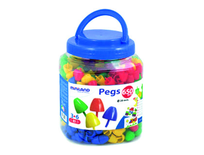 [9063593] MINILAND - Juego pegs bote de 650 piezas de 20 mm (Ref. 31820)