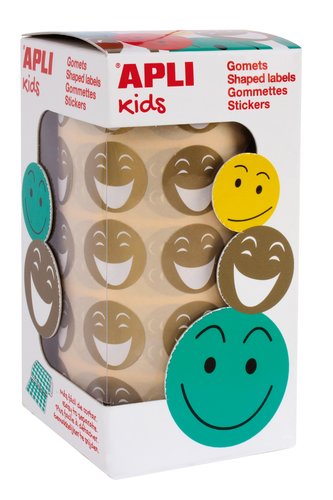 [9062831] APLI - Rollo 900 GOMETS REDONDOS SMILE (30 HOJAS MICROPREFORADAS) ORO (Ref.14374)