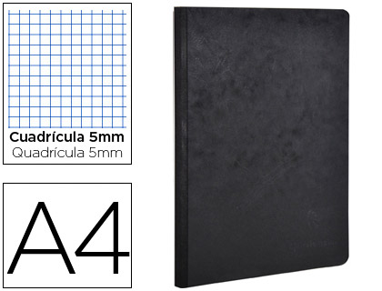 [2078615] CLAIREFONTAINE - LIBRETA AGE-BAG TAPA CARTULINA LOMO COSIDO CUADRO 5 MM 96 HOJAS COLOR NEGRO 210X297 MM (Ref.791421C)