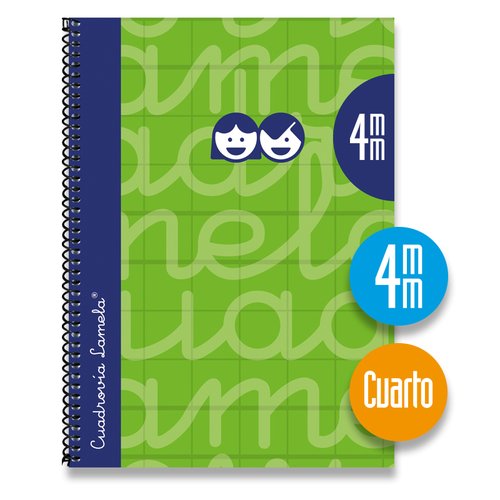 [1133952] LAMELA - Cuaderno espiral 4º Verde 80 h cuadrícula 4 (Ref.7CTE004V)