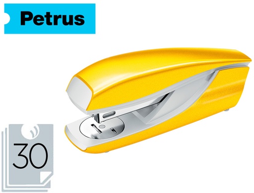 [9156107] PETRUS - Grapadora 635 wow amarilla metalizada capacidad 30 hojas (Ref. 626832)