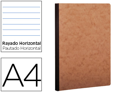 [2078612] CLAIREFONTAINE - LIBRETA AGE-BAG TAPA CARTULINA LOMO COSIDO RAYADO HORIZONTAL 96 HOJAS COLOR HAVANA 210X297 MM (Ref.79146C)
