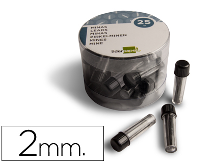 [2057355] LIDERPAPEL - MINAS GRAFITO PARA COMPAS 2 MM ESTUCHE DE 3 MINAS (Ref.ML01)