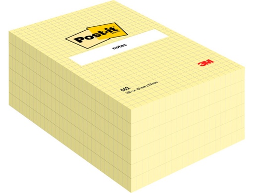 [9029397] POST-IT - Notas adhesivas Gran formato 100h Amarillo cuadriculado 102x152mm (Ref.FT510010638)