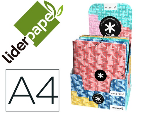 [2008156] ANTARTIK - Carpeta liderpapel gomas A4 3 solapas carton forrado trending colores surtidos (Ref. TT22)