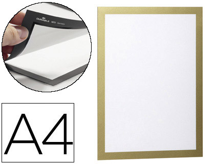 [2078354] DURABLE - MARCO PORTA ANUNCIOS magnético DIN A4 DORSO ADHESIVO REMOVIBLE COLOR ORO PACK DE 2 UNIDADES (Ref.4872-30)