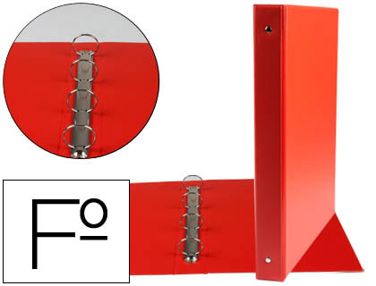 [2073740] LIDERPAPEL - CARPETA 4 ANILLAS 25 MM REDONDAS PLASTICO FOLIO COLOR ROJO (Ref.CA80)