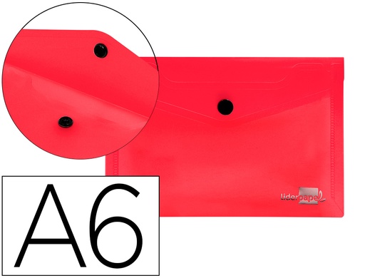 [2074258] LIDERPAPEL - CARPETA DOSSIER BROCHE POLIPROPILENO DIN A6 ROJO TRANSPARENTE (Ref.DS61)